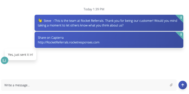 Rocket Referrals Text Messaging: Send Google and Facebook review requests