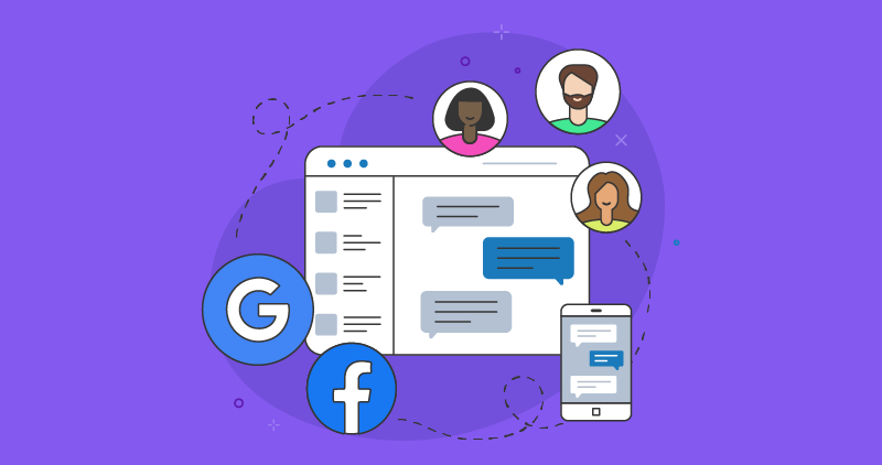 Respond to Google, Facebook, web chat and text messages in one place