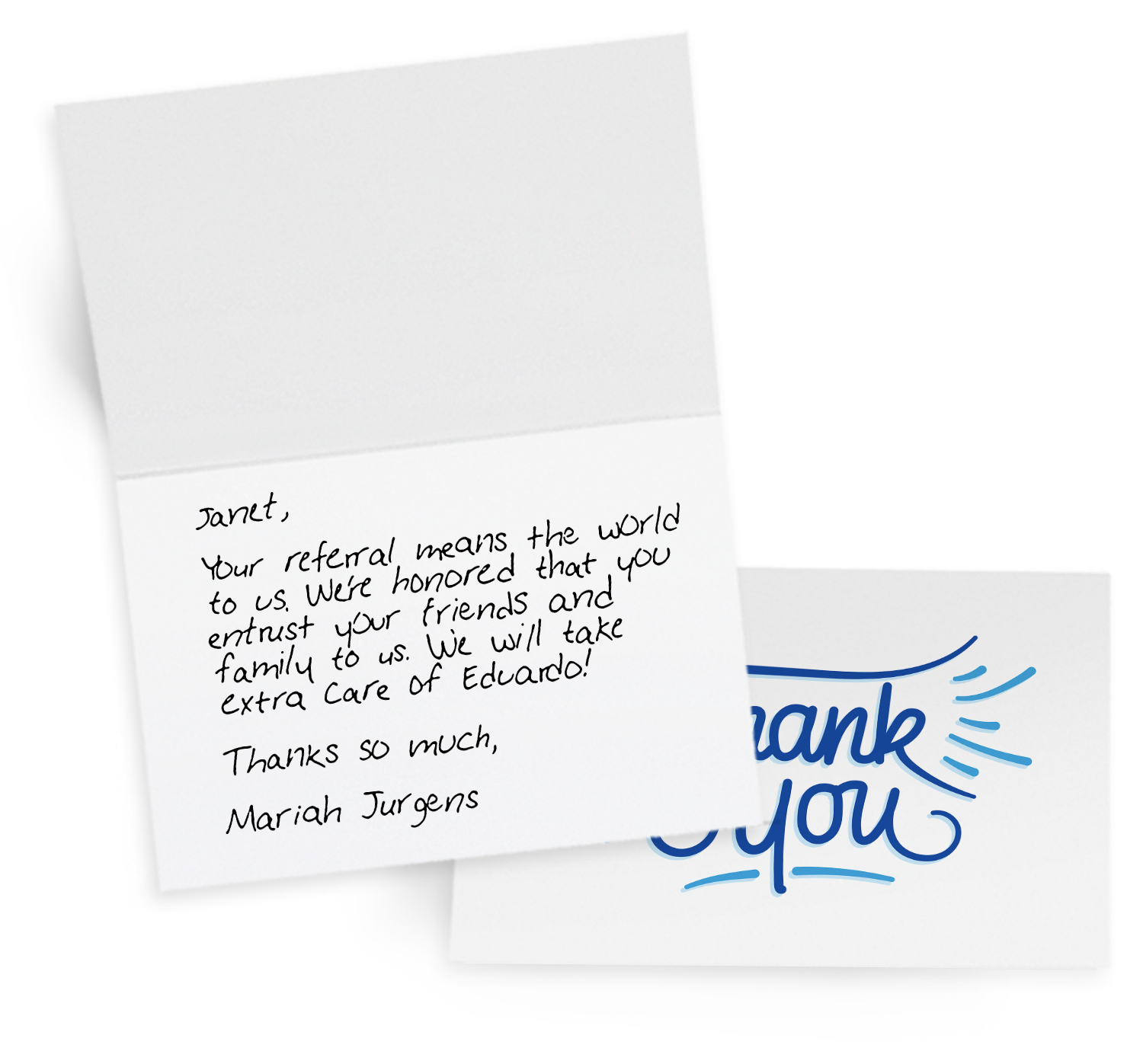 Thank you card example